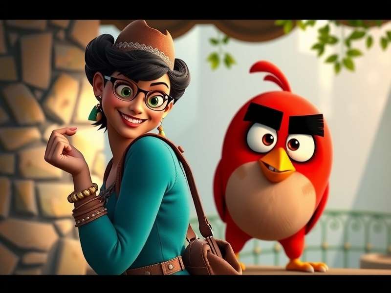 Angry Birds 2 में Courtney पात्र का HD चित्र - एक गुलाबी पक्षी जो आक्रामक मुद्रा में है
