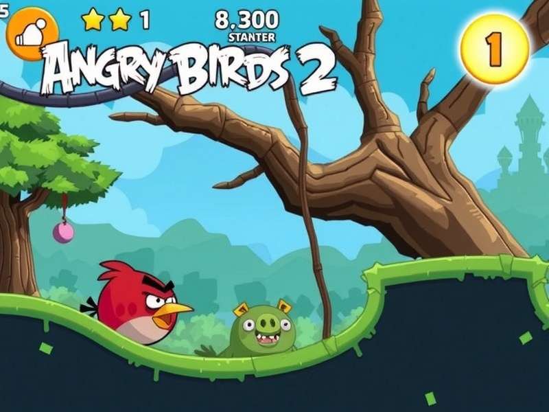 Angry Birds 2 गेमप्ले स्क्रीनशॉट - रेड और उसके दोस्त पिगीज़ के खिलाफ लड़ाई