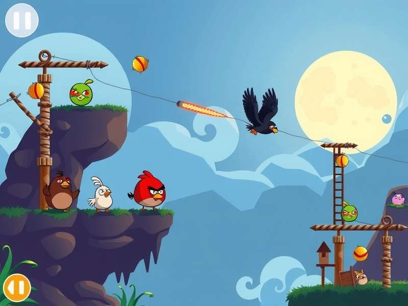 Angry Birds 2 गेमप्ले स्क्रीनशॉट - विभिन्न पक्षी और संरचनाएं