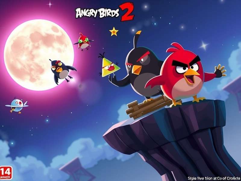 Angry Birds 2 Space Level में एक दृश्य, पक्षी अंतरिक्ष में उड़ान भर रहे हैं