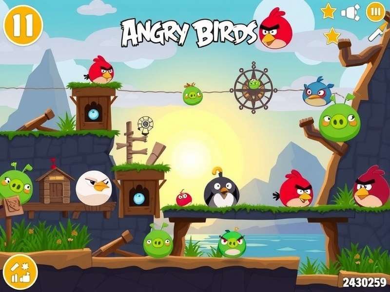 Angry Birds 2 gameplay screenshot showing birds and pigs on screen