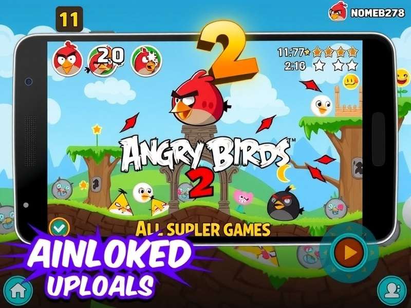 Screenshot showing unlocked birds and gems in Angry Birds 2 modded menu