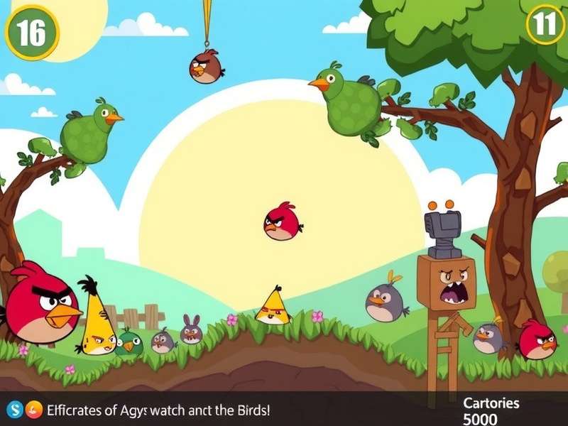 Angry Birds 2 Game Scene showing birds launching at structures