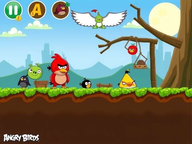Angry Birds 2 gameplay screenshot showing birds and pigs in a level