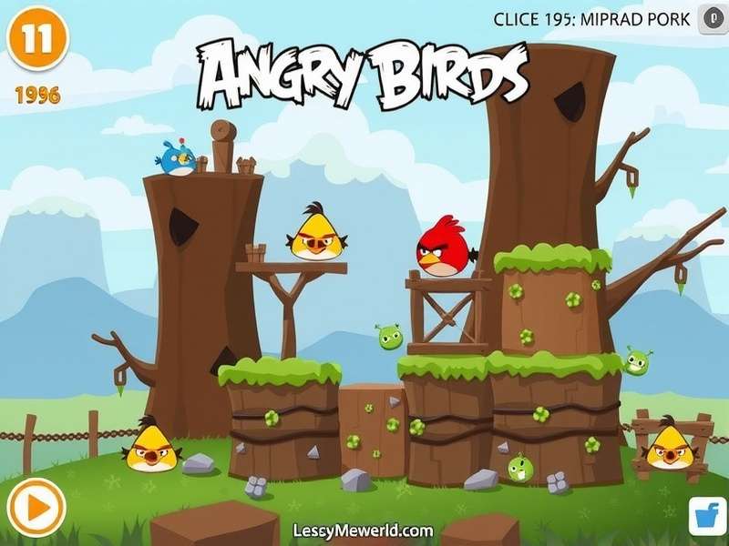 Angry Birds 2 gameplay showing Red bird slingshot and pig structures