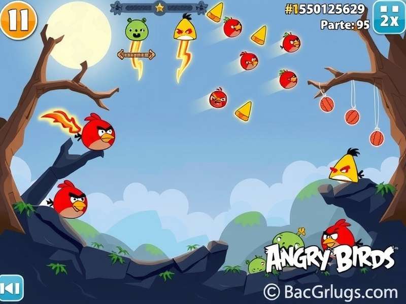 Angry Birds 2 Collage featuring Red, Chuck, Bomb, and Silver in dynamic poses