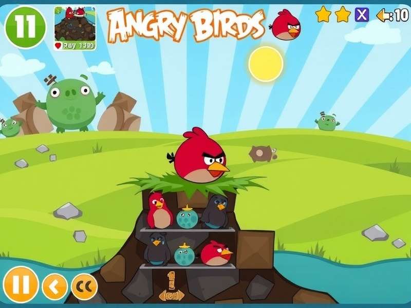 Angry Birds 2 vibrant gameplay on a large PC monitor showing intricate level design