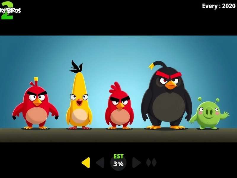 Collage of Angry Birds 2 Characters: Red, Chuck, Bomb, Silver, and the Pig King