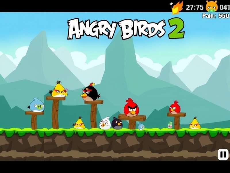 Angry Birds 2 Gameplay on a mobile device showing birds and pigs
