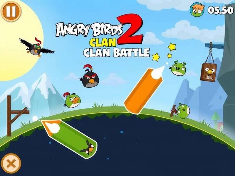 Angry Birds 2 Clan Battle in action showing multiple birds and pigs