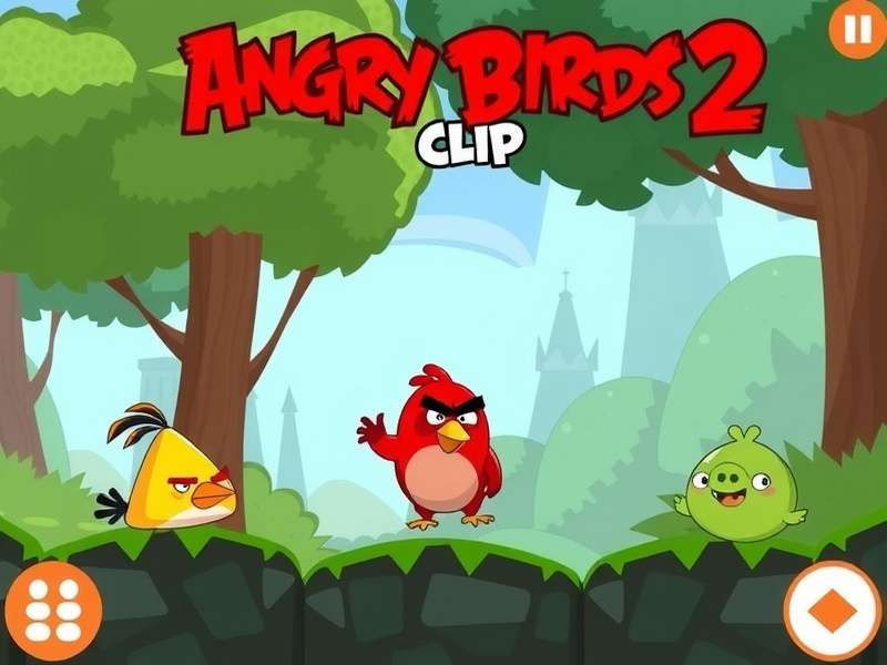 Angry Birds 2 Clip gameplay action shot with Red, Chuck, and Bomb in a high-intensity level