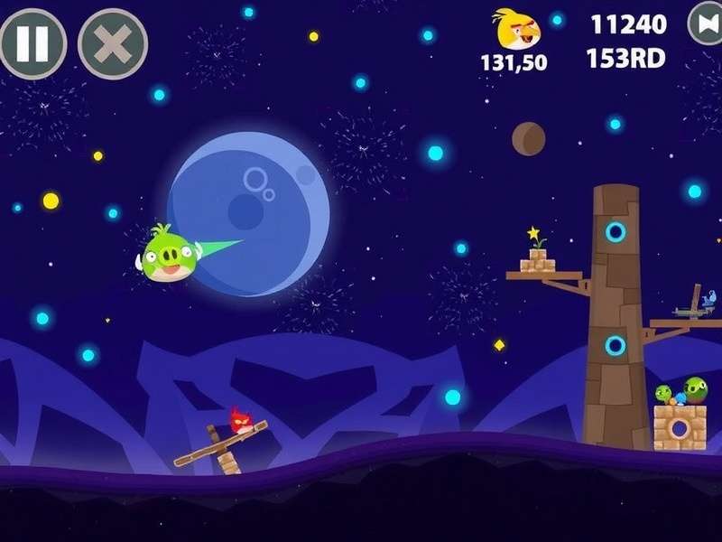 Angry Birds 2 Space Scene banner showing birds and pigs in zero gravity
