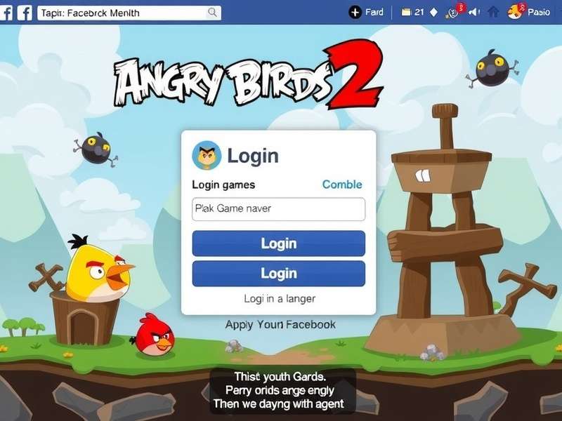 Angry Birds 2 Facebook Login interface showing connect button and profile sync on mobile and desktop