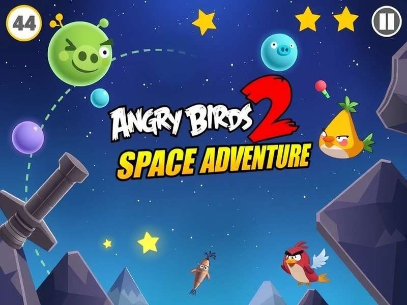 Angry Birds 2 Space Adventure gameplay screenshot showing cosmic levels and zero-gravity mechanics