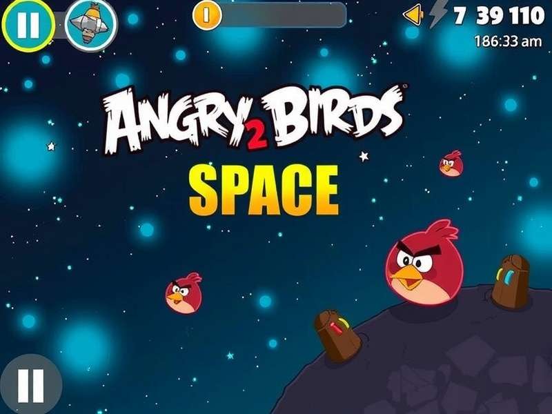 Angry Birds 2 Space Game zero-gravity gameplay screenshot showing birds vs pigs in space