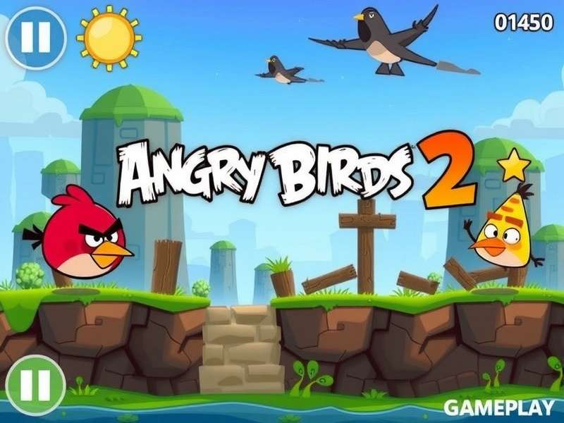 Angry Birds 2 gameplay free action — slingshot battle with multiple birds and pig structures